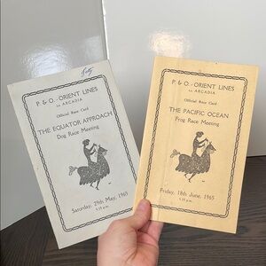 Vintage 1965 Orient Lines Race Cards Frog / Dog Race Cruise Souvenir Past Times